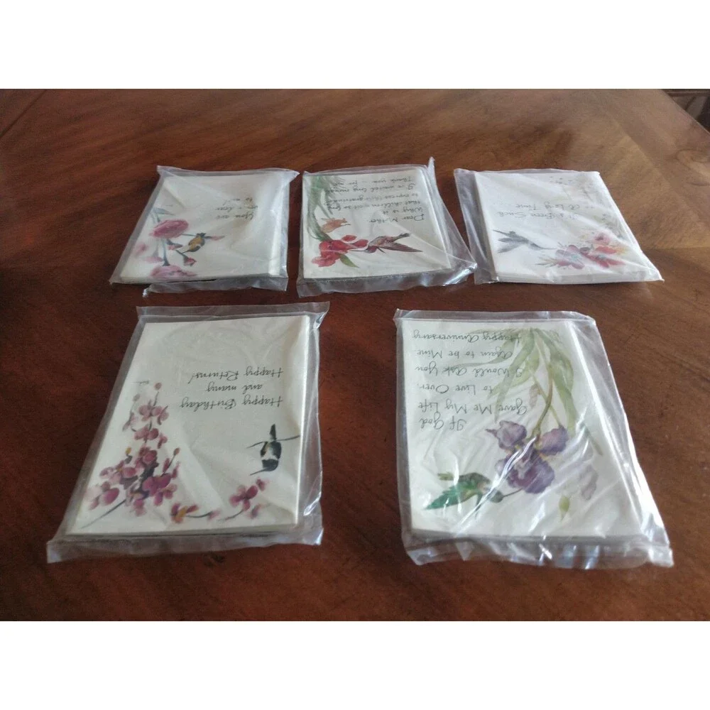 Vintage 1980s Lot Hummingbird Flowers 5x12 60 Cards 6.8x4.8